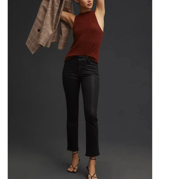 Anthropologie Paige Cindy  Mid Rise Coated Straight Leg Jean 34 - Picture 1 of 7